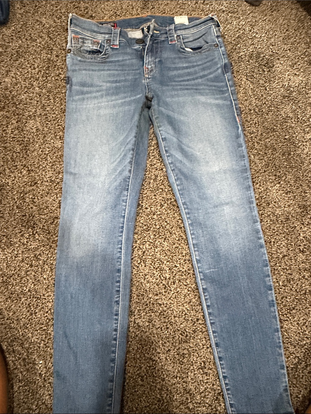 True Religion Women's Skinny Jeans in Faded Blue Denim